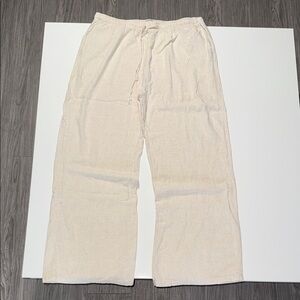 Indero Beige Linen-Blend Wide Leg Pants Sz XL